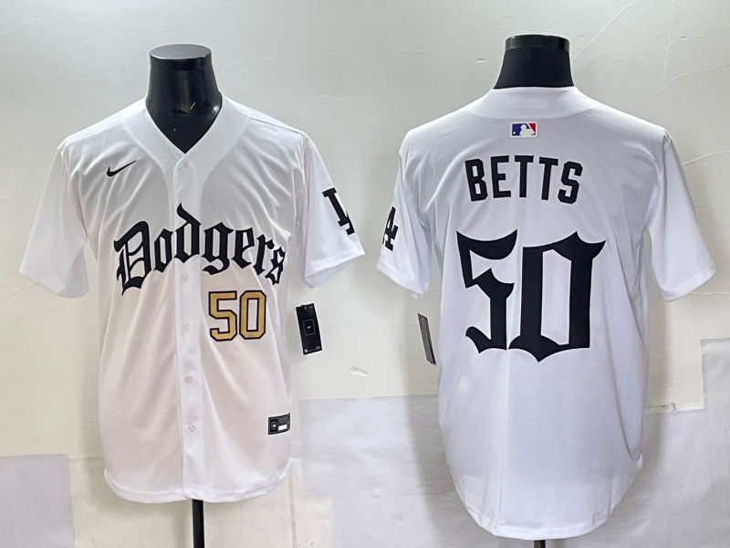 Men Los Angeles Dodgers #50 Betts white Nike 2025 MLB jersey 001